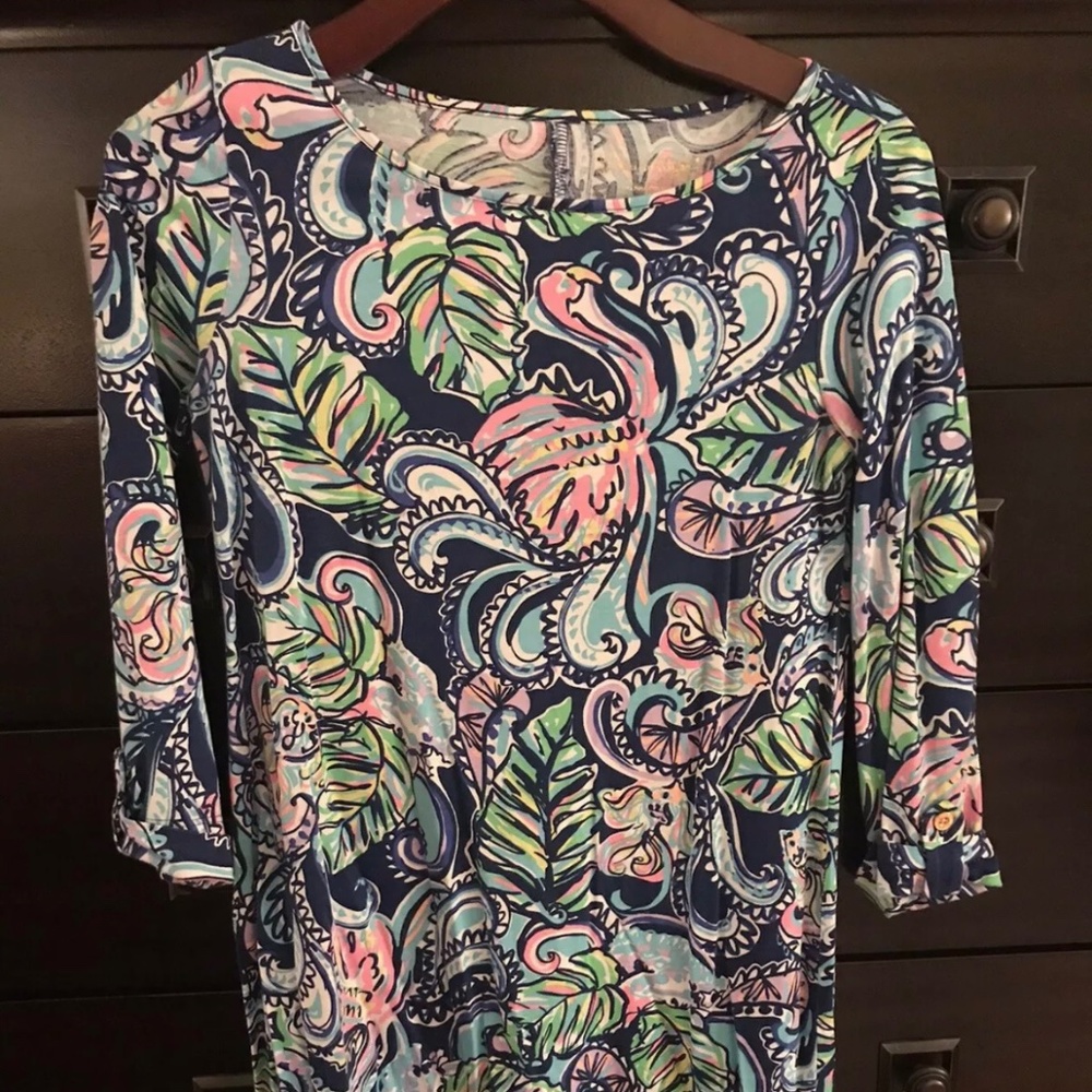 Lilly Pulitzer 3/4 Sleeve Dress in Flamingo Print
